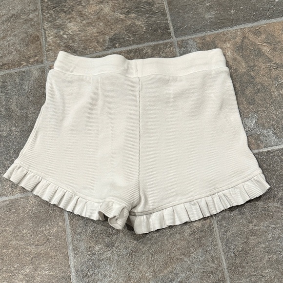 White Ruffle Lounge Shorts - Picture 2 of 4